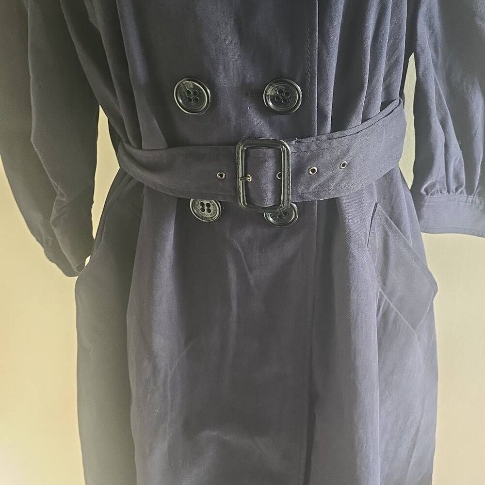 BCBG MAX AZRIA  NAVY "ALEXANDRA" Trench Coat, 3/4 SLEEVE, Swing Back, NWT, L - Picture 9 of 12